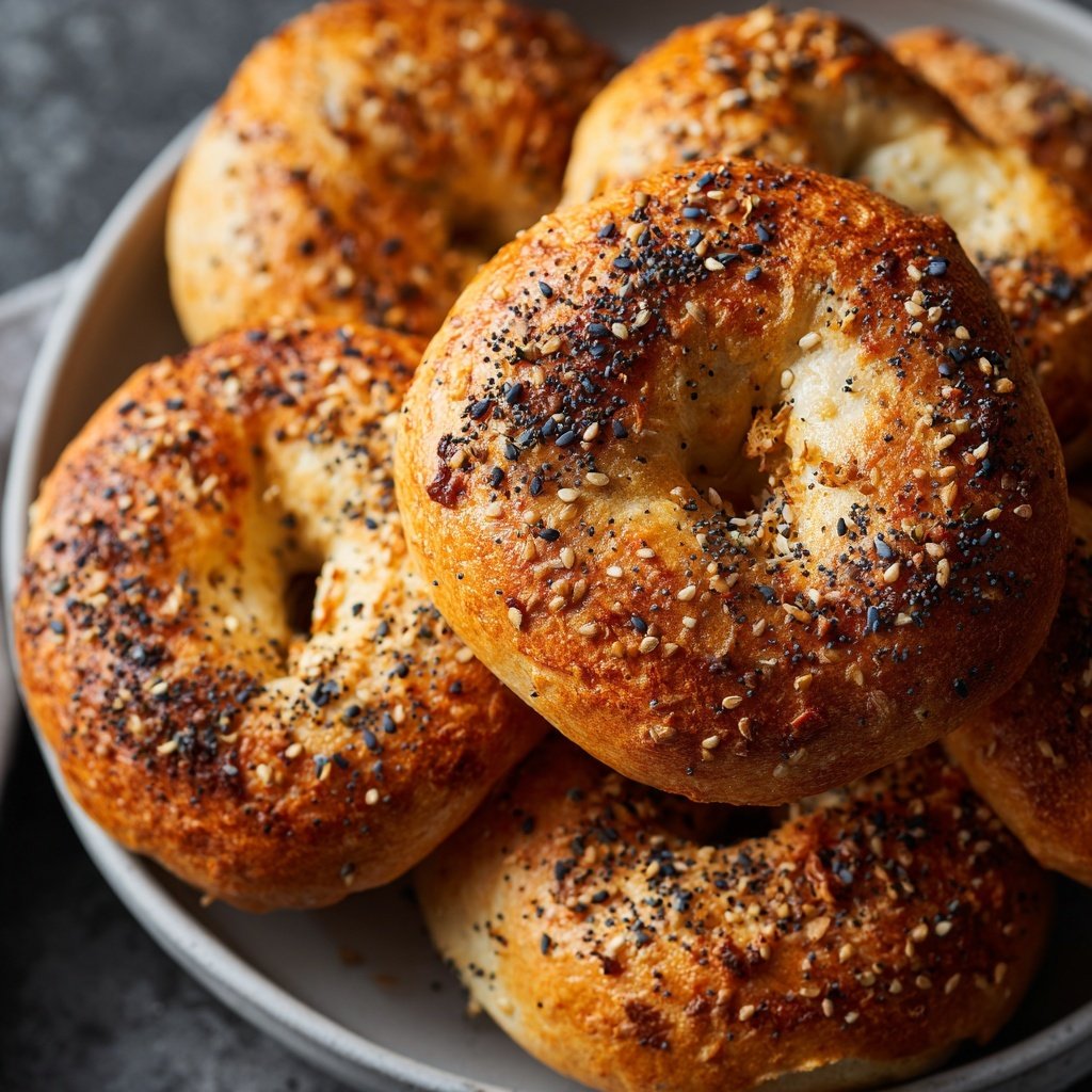 Baked Yogurt Bagels Without Yeast
