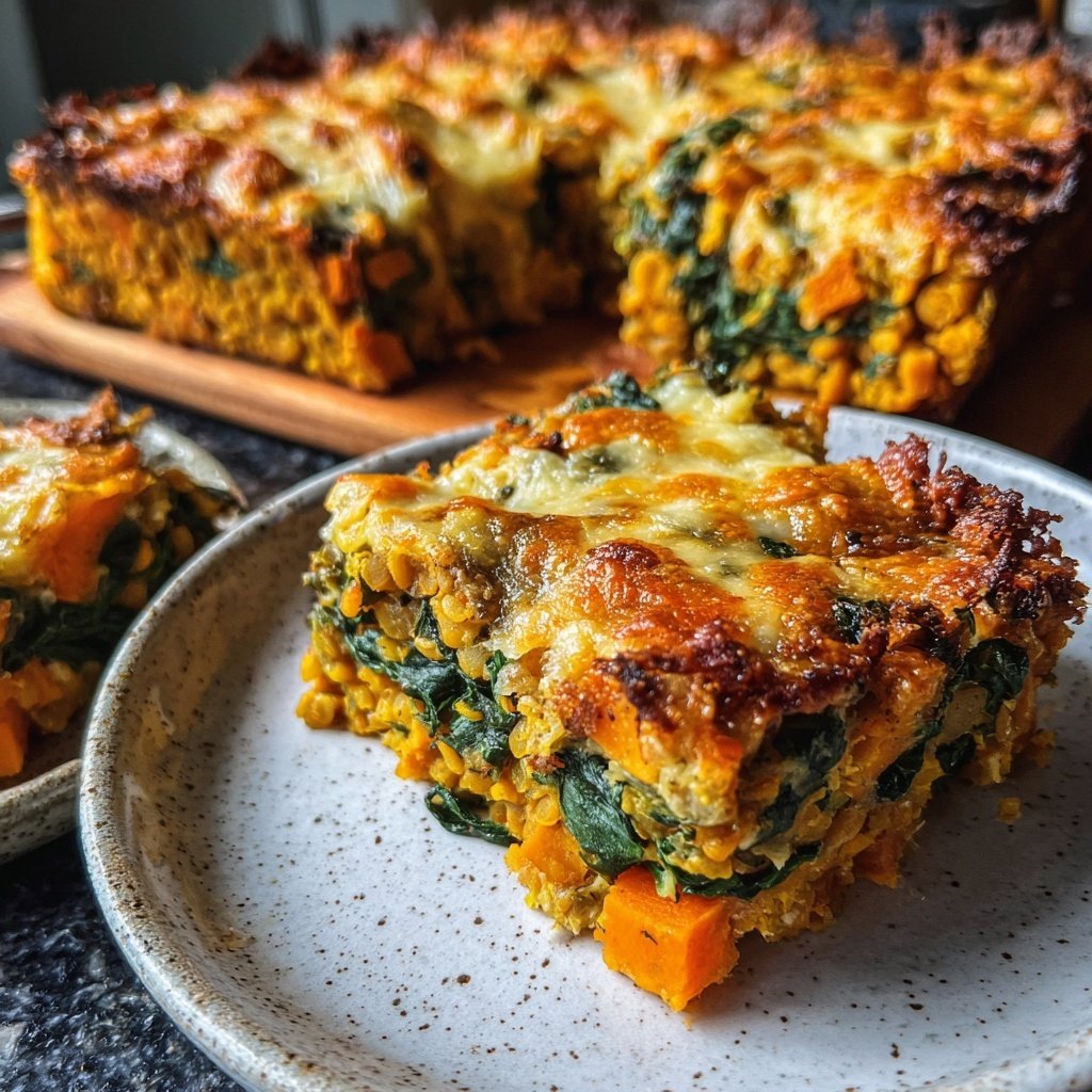 Sweet Potato Spinach Lentil Bake