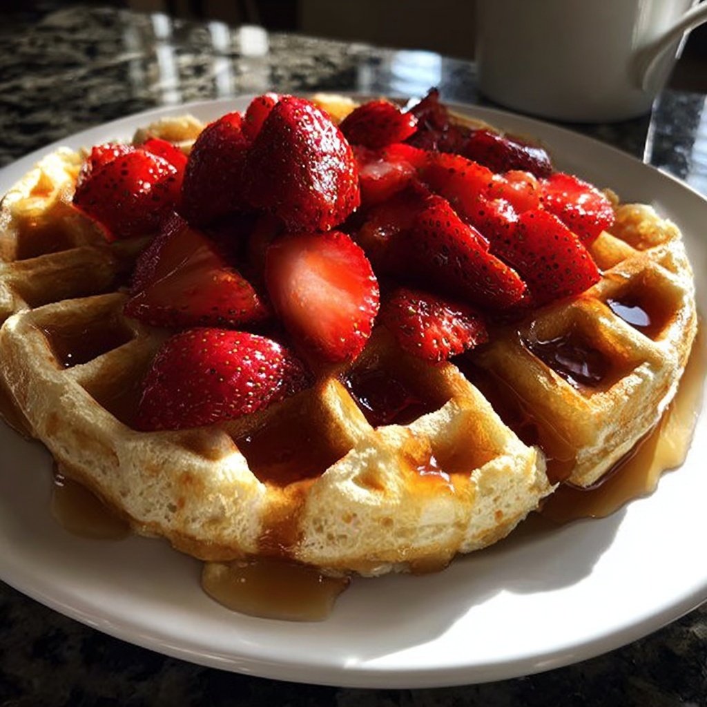 Valentines Breakfast Strawberry Waffles