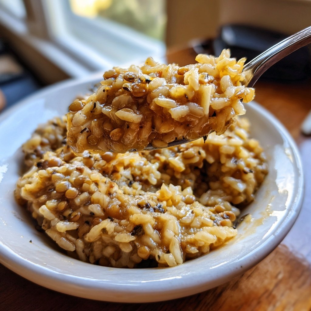 Creamy Garlic Lentil Rice