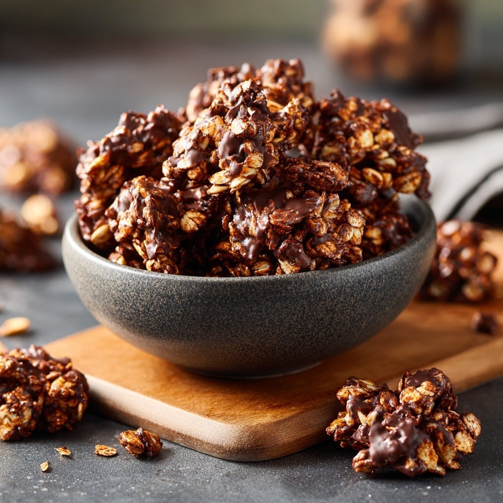 Chocolate Oat Peanut Snack Clusters