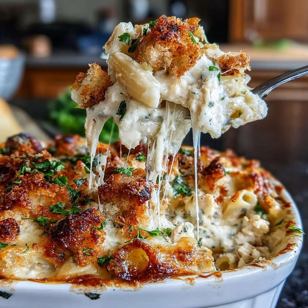 Creamy Garlic Chicken Pasta Bake