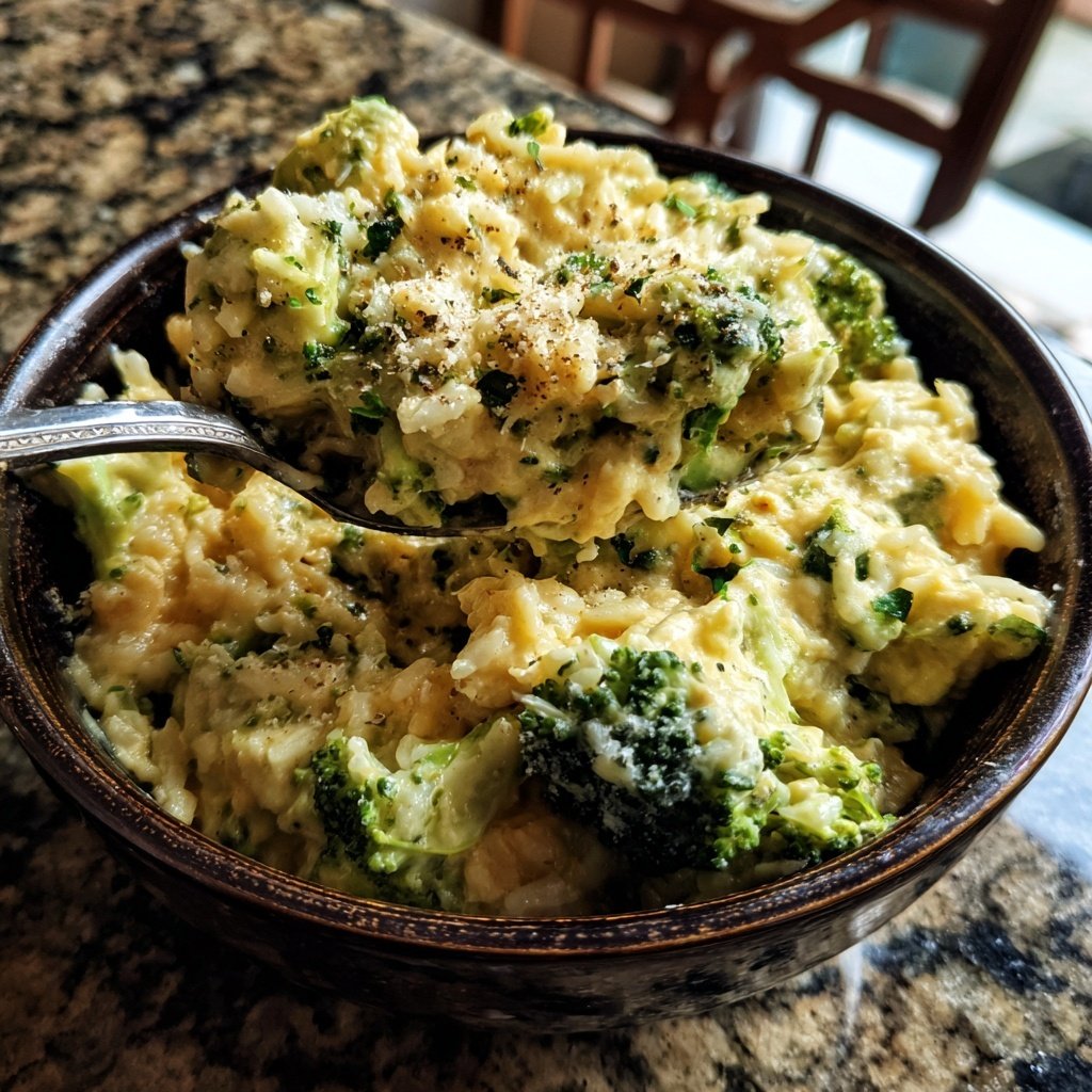 Creamy Broccoli Garlic Rice Bowl