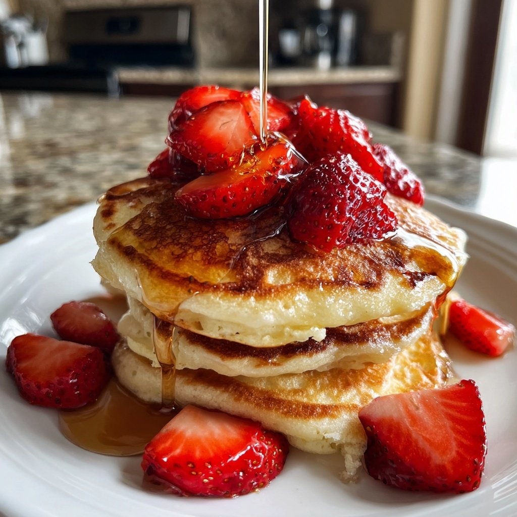 Valentines Breakfast Strawberry Pancakes
