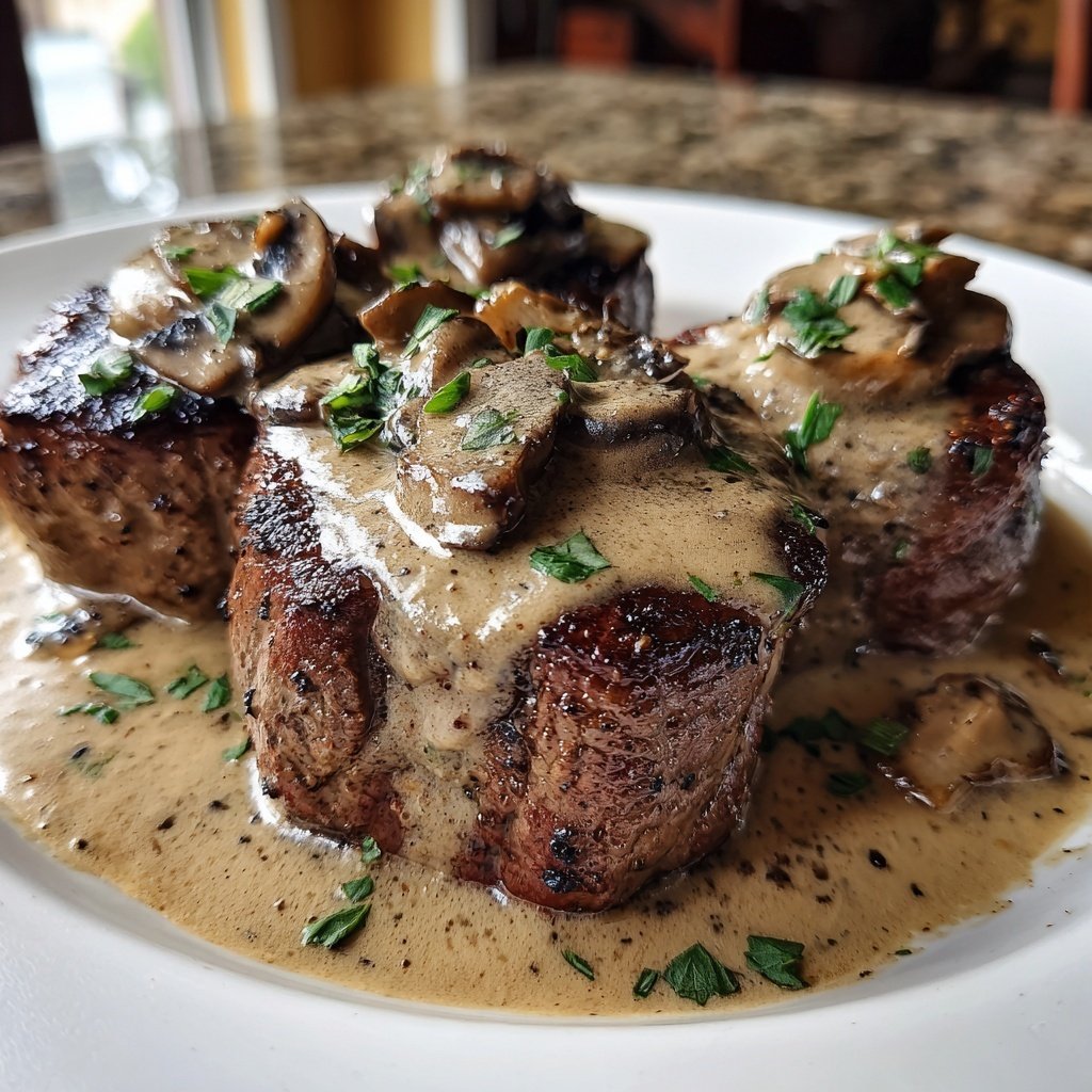 Beef Tenderloin with Mushroom Cream