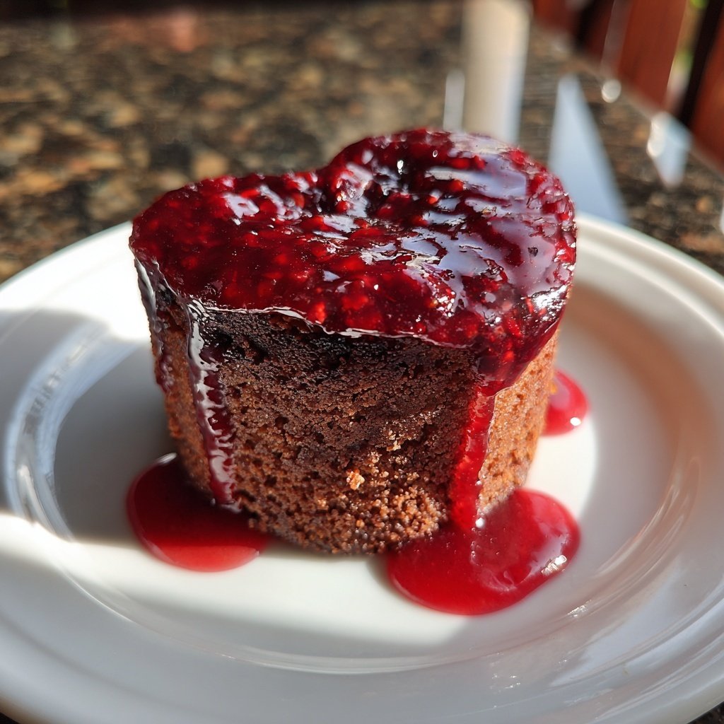 Mini Heart Cake with Berry Glaze