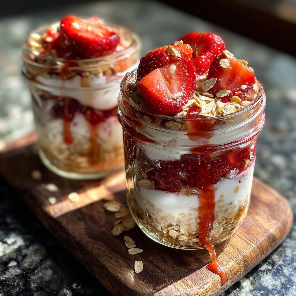 Strawberry Yogurt Oatmeal Jars